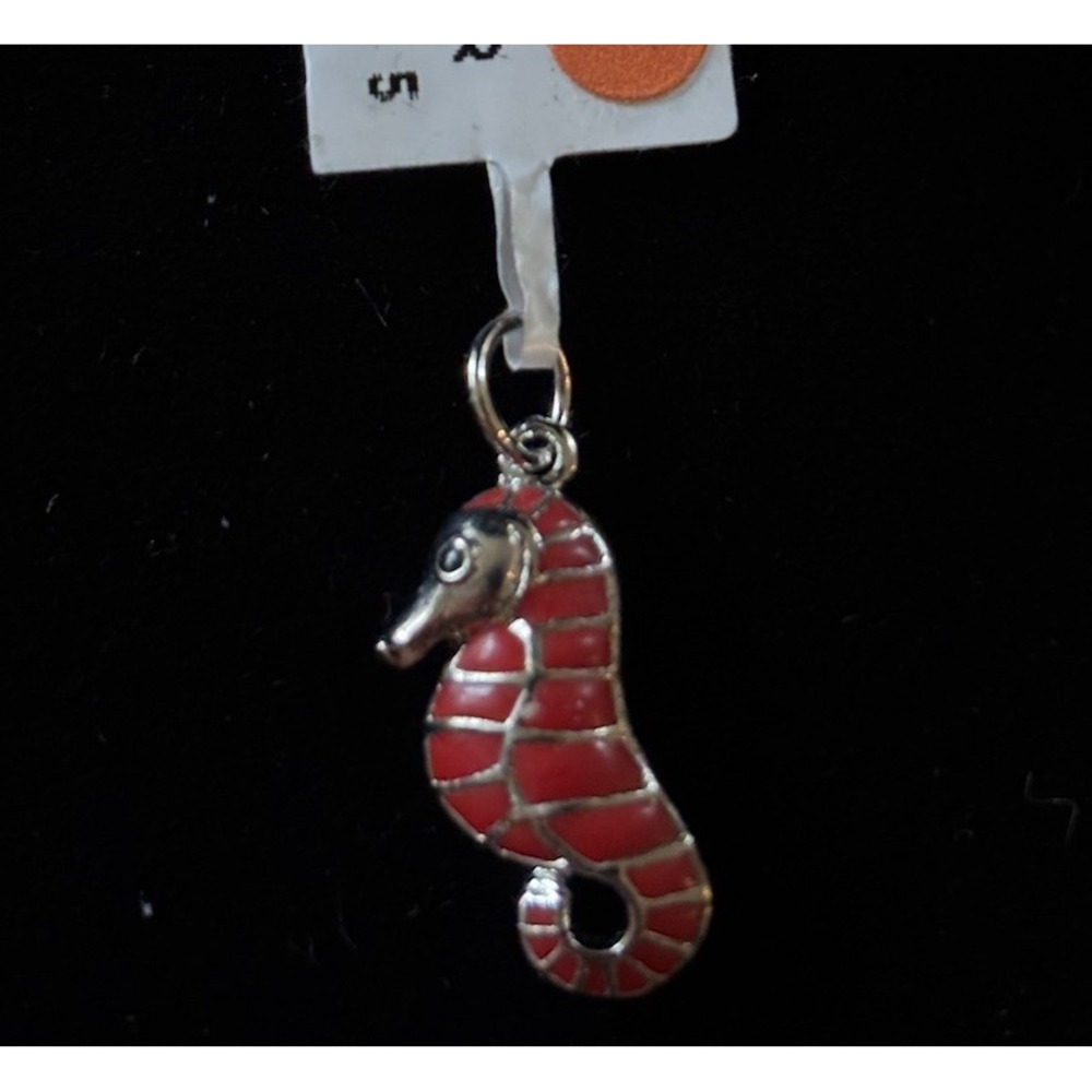 Sterling Silver Red Seahorse Pendant  - NEW WITH TAG